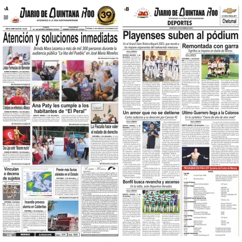 Portada de Diario de Quintana Roo (portada)