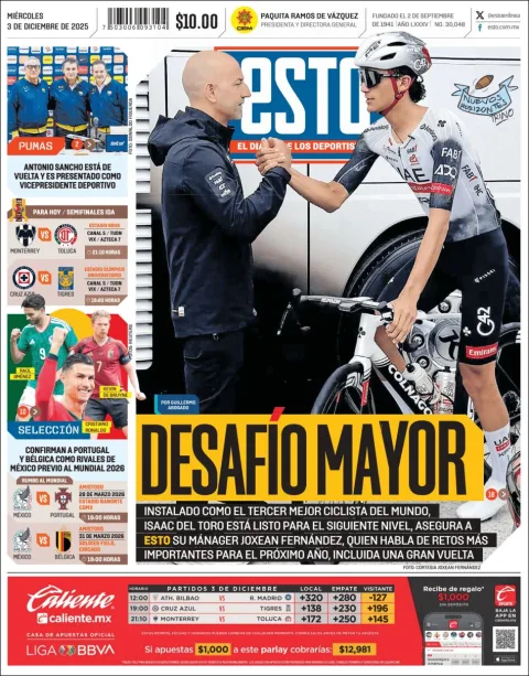 Portada de Esto del miércoles, 3 de diciembre de 2025