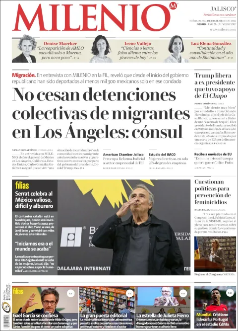 Portada de Milenio Jalisco del miércoles, 3 de diciembre de 2025