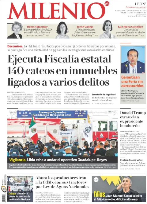 Portada de Milenio Leon del miércoles, 3 de diciembre de 2025