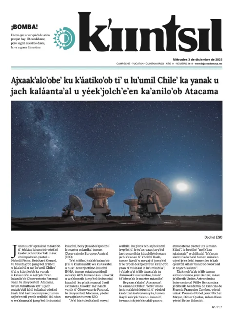 Portada de La Jornada - Kiintsil del miércoles, 3 de diciembre de 2025