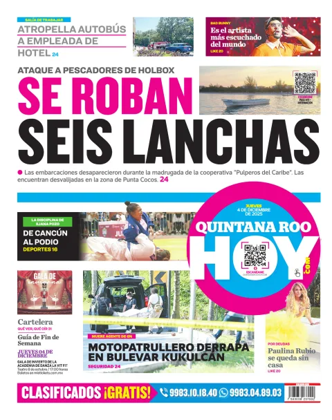 Portada de Quintana Roo Hoy (contraportada)