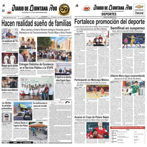 Portada de Diario de Quintana Roo (portada)