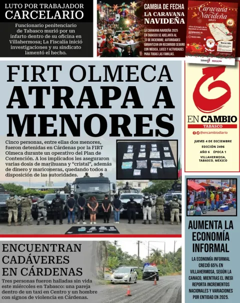 Portada de En Cambio - Tabasco (contraportada) del jueves, 4 de diciembre de 2025