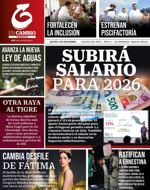 Portada de En Cambio - Tabasco (portada) del jueves, 4 de diciembre de 2025