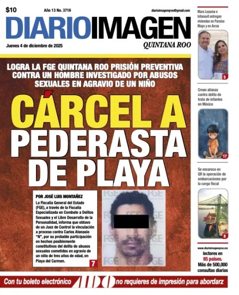 Portada de Diario Imagen Quintana Roo del jueves, 4 de diciembre de 2025