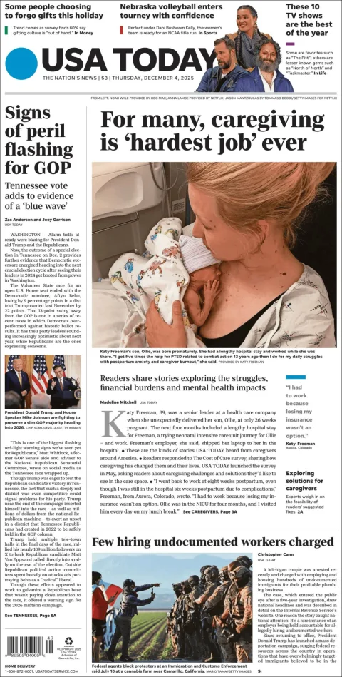 Portada de Usa Today