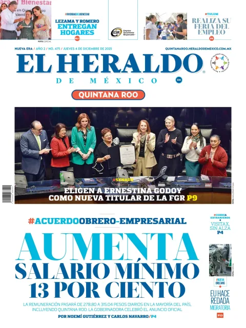 Portada de El Heraldo de Mexico - Quintana Roo