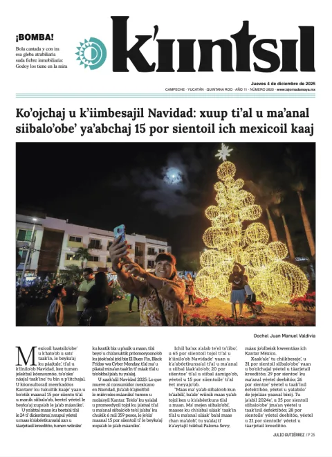 Portada de La Jornada - Kiintsil del jueves, 4 de diciembre de 2025