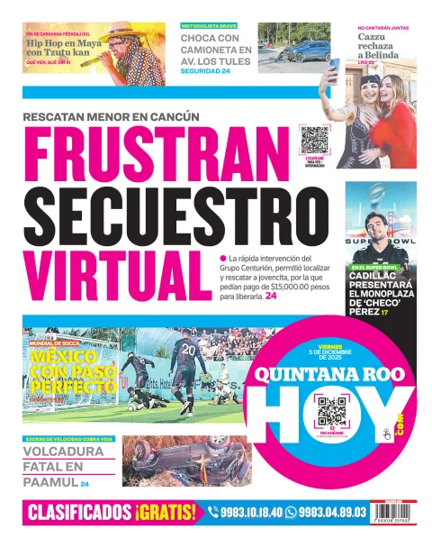 Portada de Quintana Roo Hoy (contraportada)