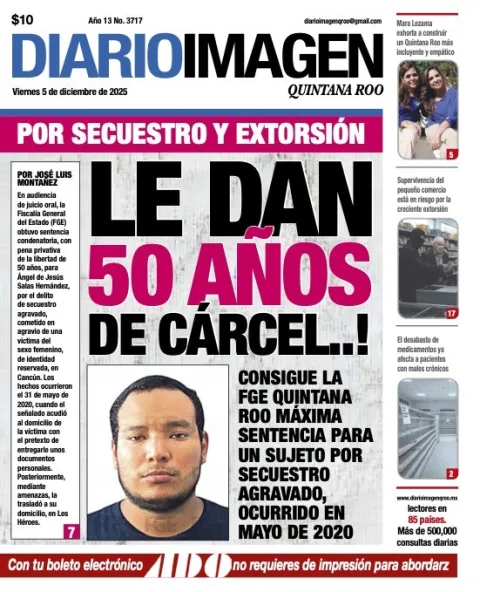 Portada de Diario Imagen Quintana Roo del viernes, 5 de diciembre de 2025