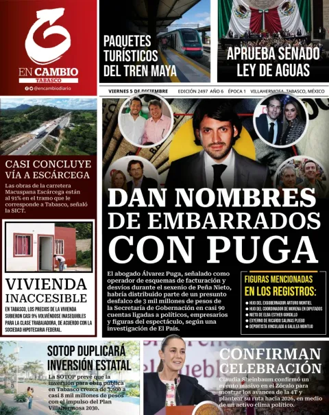 Portada de En Cambio - Tabasco (portada) del viernes, 5 de diciembre de 2025