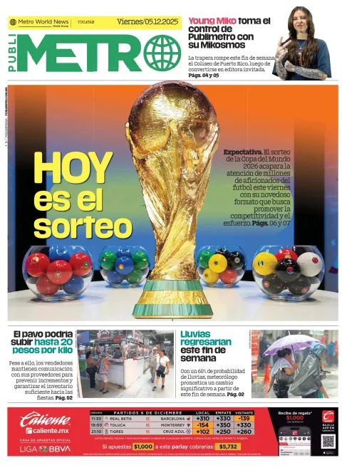 Portada de Publimetro Merida del viernes, 5 de diciembre de 2025