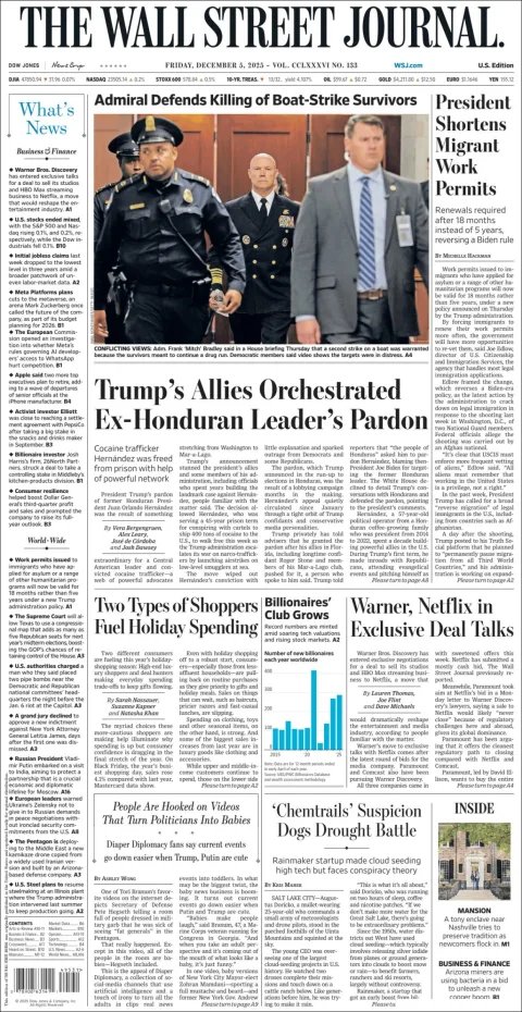 Portada de The Wall Street Journal