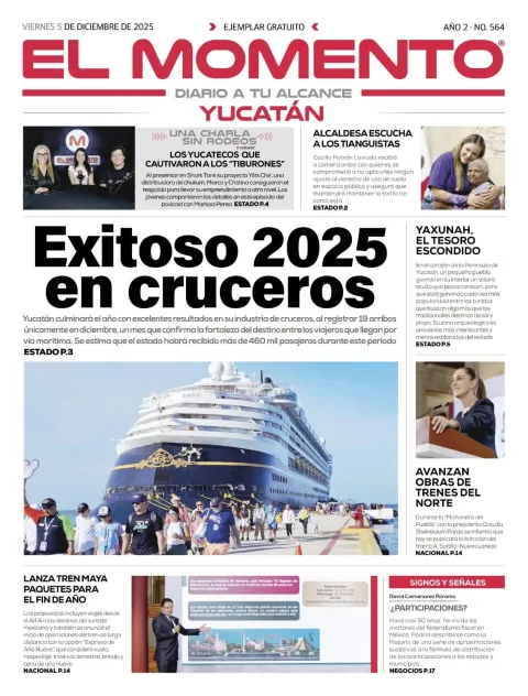 Portada de El Momento Yucatan del viernes, 5 de diciembre de 2025