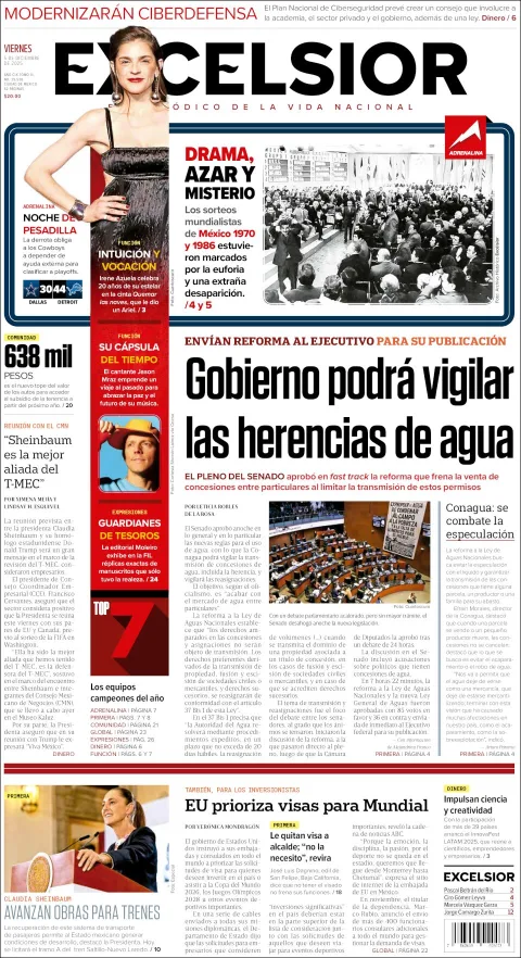 Portada de Excelsior del viernes, 5 de diciembre de 2025