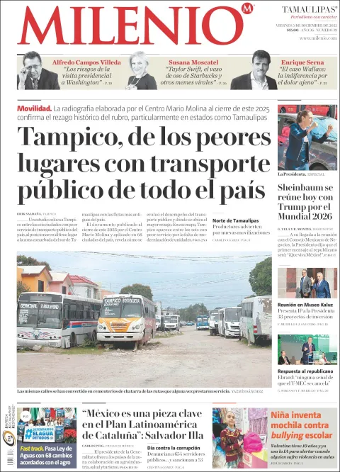 Portada de Milenio Tamaulipas del viernes, 5 de diciembre de 2025