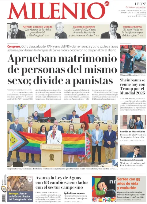Portada de Milenio Leon del viernes, 5 de diciembre de 2025