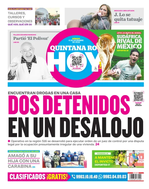 Portada de Quintana Roo Hoy (contraportada)