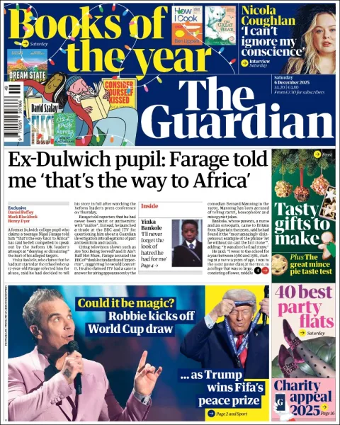 Portada de The Guardian (reino Unido) del sábado, 6 de diciembre de 2025