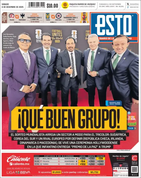 Portada de Esto del sábado, 6 de diciembre de 2025