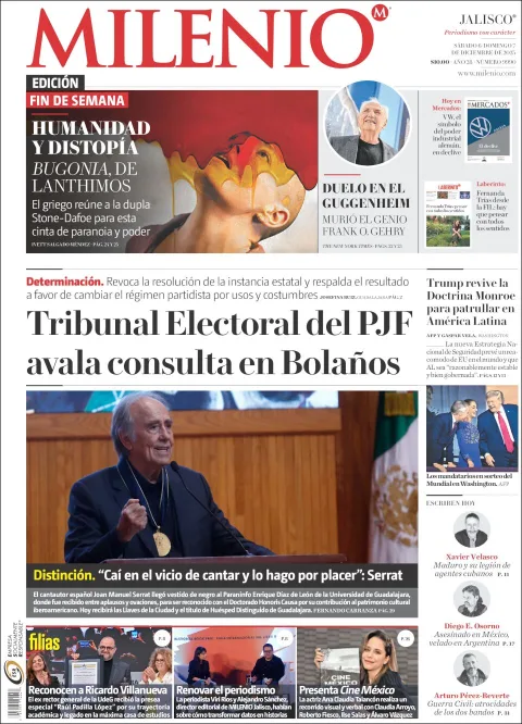 Portada de Milenio Jalisco del sábado, 6 de diciembre de 2025
