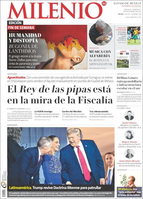 Portada de Milenio Edo de Mexico del sábado, 6 de diciembre de 2025
