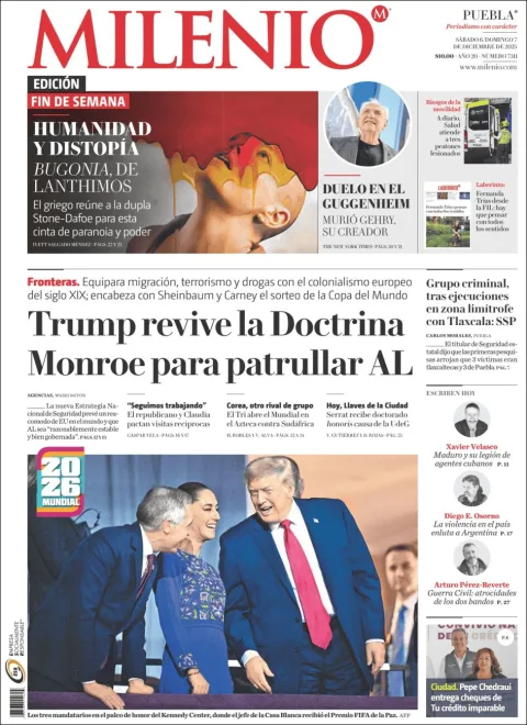 Portada de Milenio Puebla del sábado, 6 de diciembre de 2025