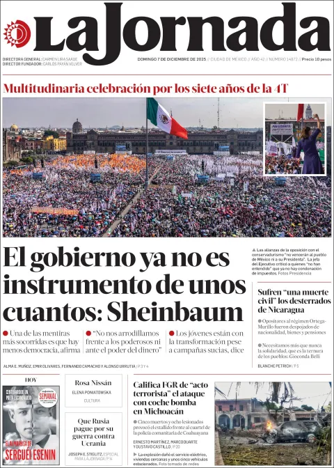 Portada de La Jornada