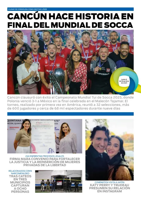 Portada de El Quintana Roo (contraportada) del lunes, 8 de diciembre de 2025