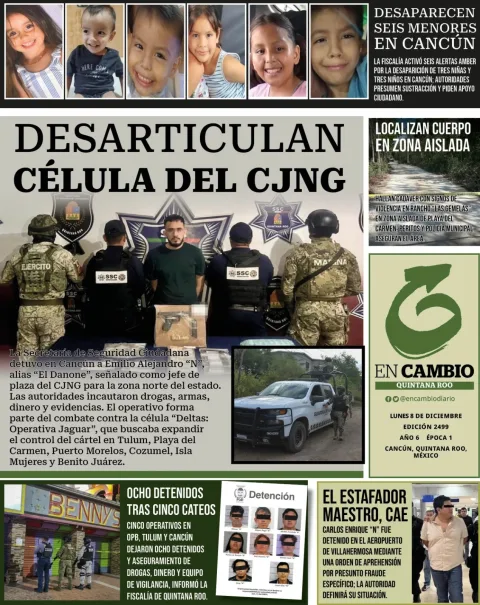Portada de En Cambio - Quintana Roo (contraportada) del lunes, 8 de diciembre de 2025