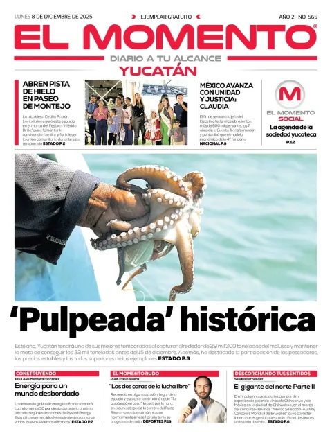 Portada de El Momento Yucatan del lunes, 8 de diciembre de 2025