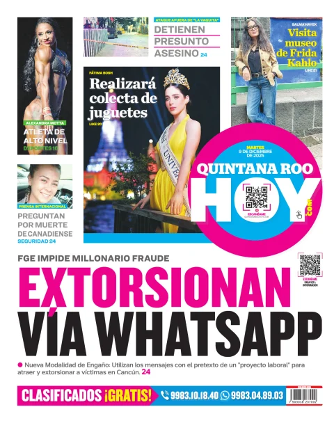 Portada de Quintana Roo Hoy (contraportada)