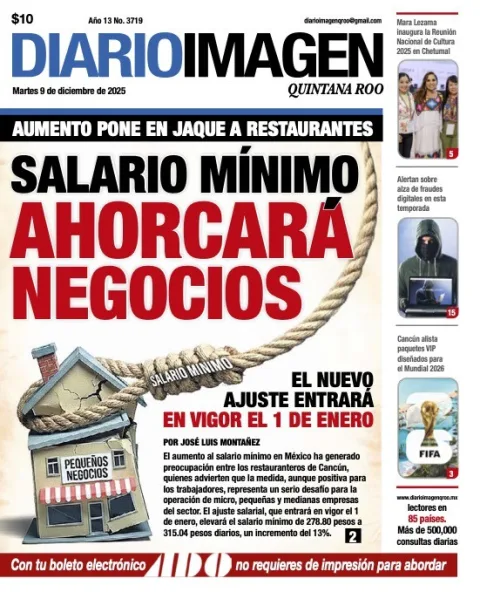 Portada de Diario Imagen Quintana Roo del martes, 9 de diciembre de 2025