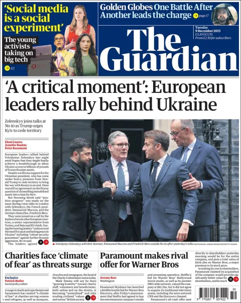 Portada de The Guardian (reino Unido) del martes, 9 de diciembre de 2025