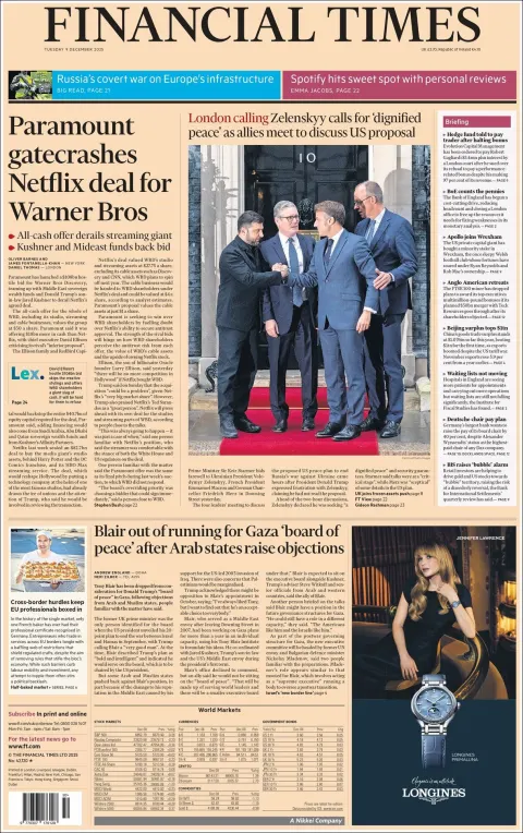 Portada de Financial Times del martes, 9 de diciembre de 2025