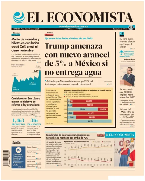 Portada de El Economista del martes, 9 de diciembre de 2025