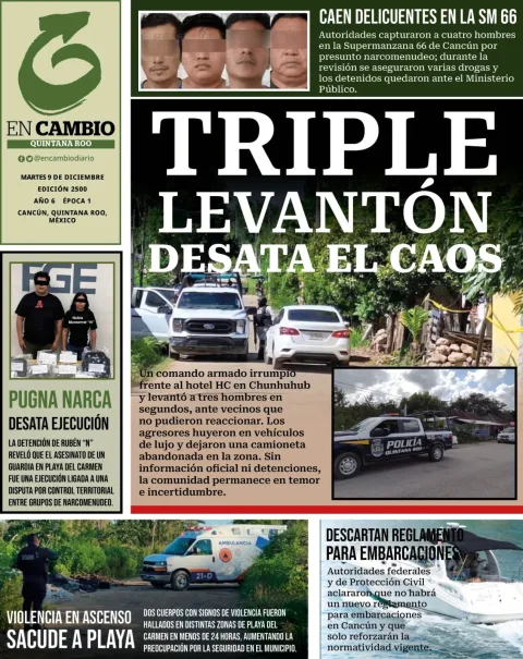 Portada de En Cambio - Quintana Roo (contraportada) del martes, 9 de diciembre de 2025