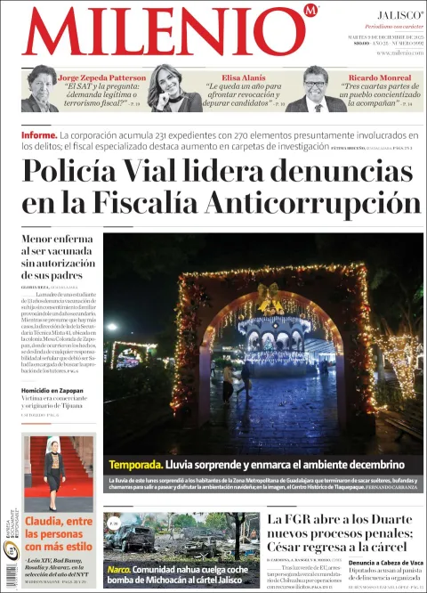 Portada de Milenio Jalisco del martes, 9 de diciembre de 2025