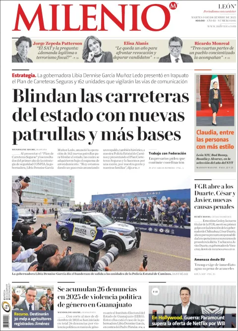 Portada de Milenio Leon del martes, 9 de diciembre de 2025