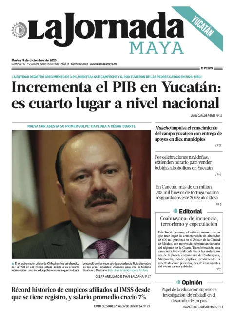 Portada de La Jornada Maya Yucatán del martes, 9 de diciembre de 2025