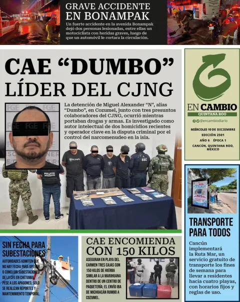 Portada de En Cambio - Quintana Roo (contraportada) del miércoles, 10 de diciembre de 2025