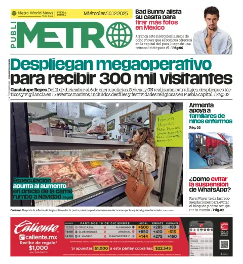 Portada de Publimetro Puebla del 2025-12-10