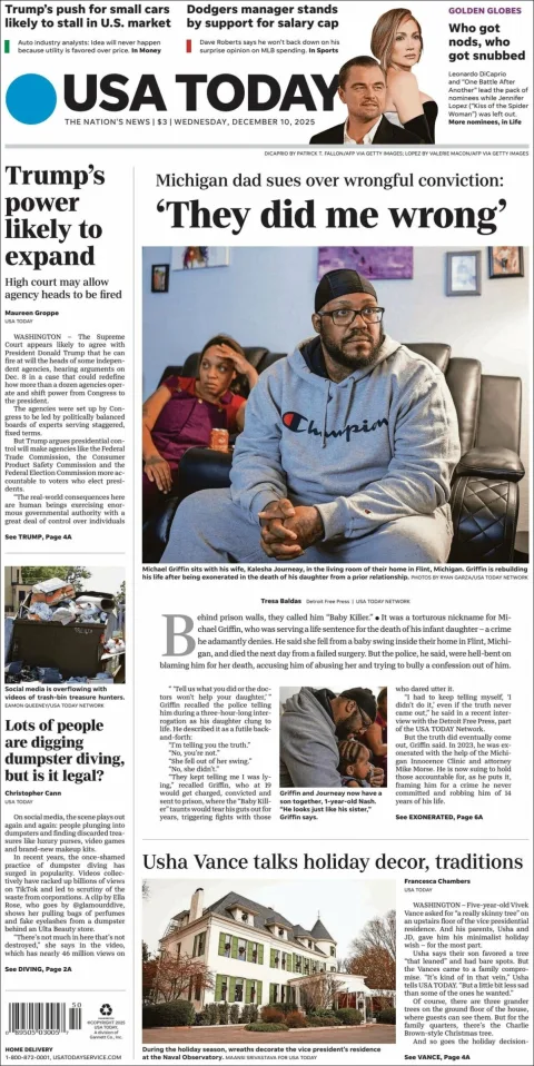 Portada de Usa Today