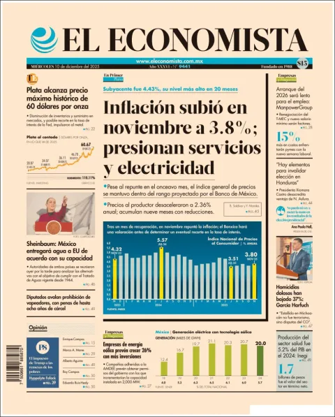 Portada de El Economista del miércoles, 10 de diciembre de 2025