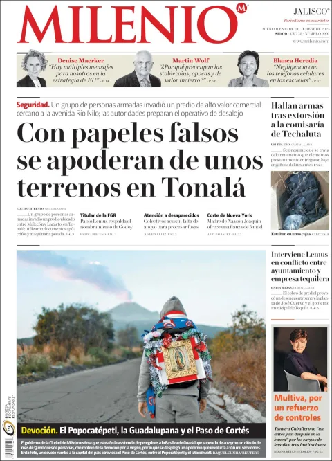 Portada de Milenio Jalisco del miércoles, 10 de diciembre de 2025