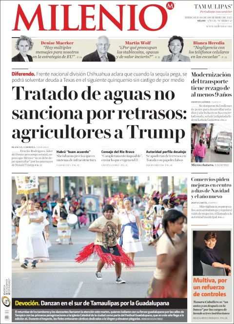 Portada de Milenio Tamaulipas del miércoles, 10 de diciembre de 2025