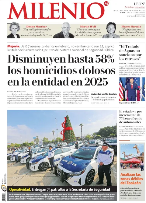 Portada de Milenio Leon del miércoles, 10 de diciembre de 2025