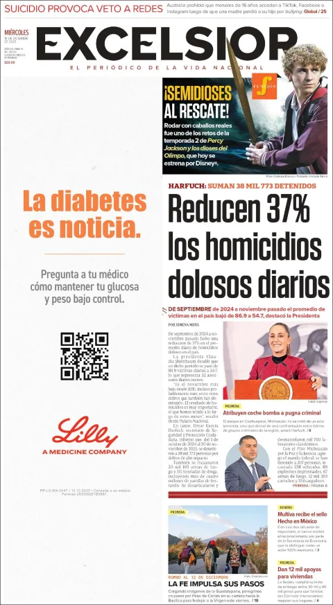 Portada de Excelsior del 2025-12-10