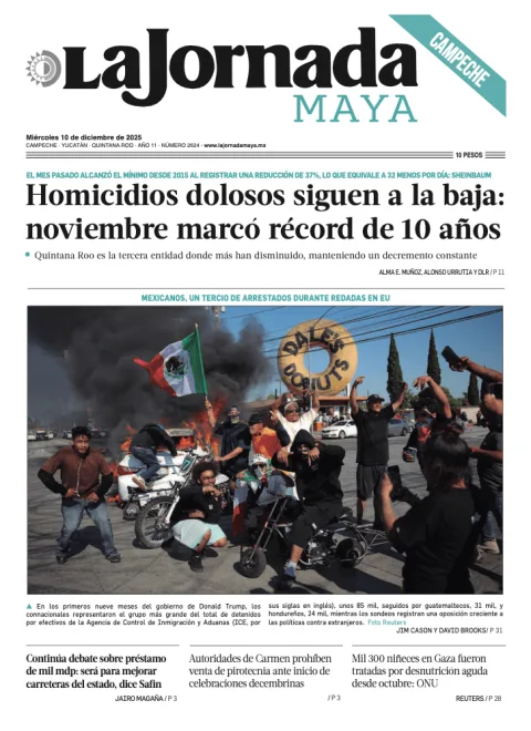 Portada de La Jornada Maya Campeche del miércoles, 10 de diciembre de 2025